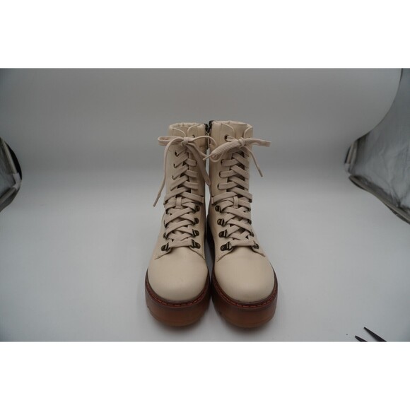 Combat Boots Ivory Sanders Sam Edelman Padded insole lace and zip closure Size 9 - Picture 6 of 10